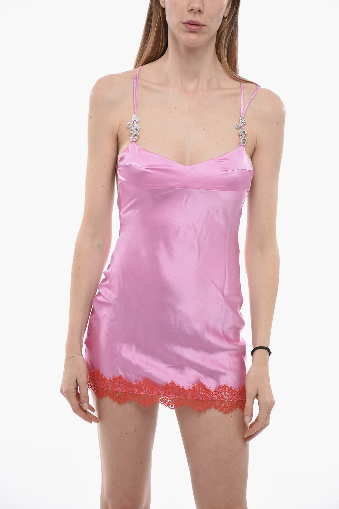 Adriana Hot Couture Silk Slip Dress with Laces Details