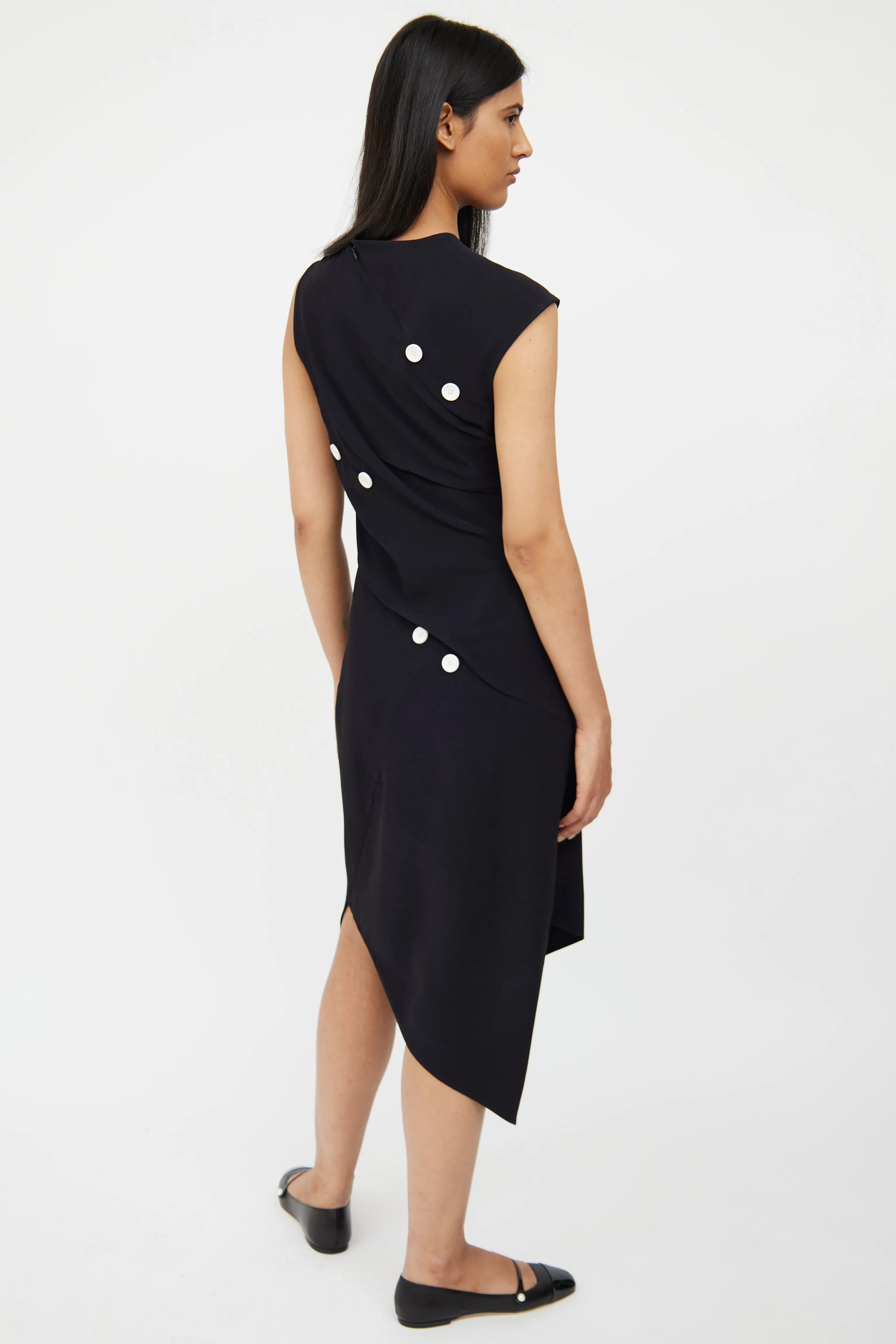 Asymmetrical Button Detail Dress