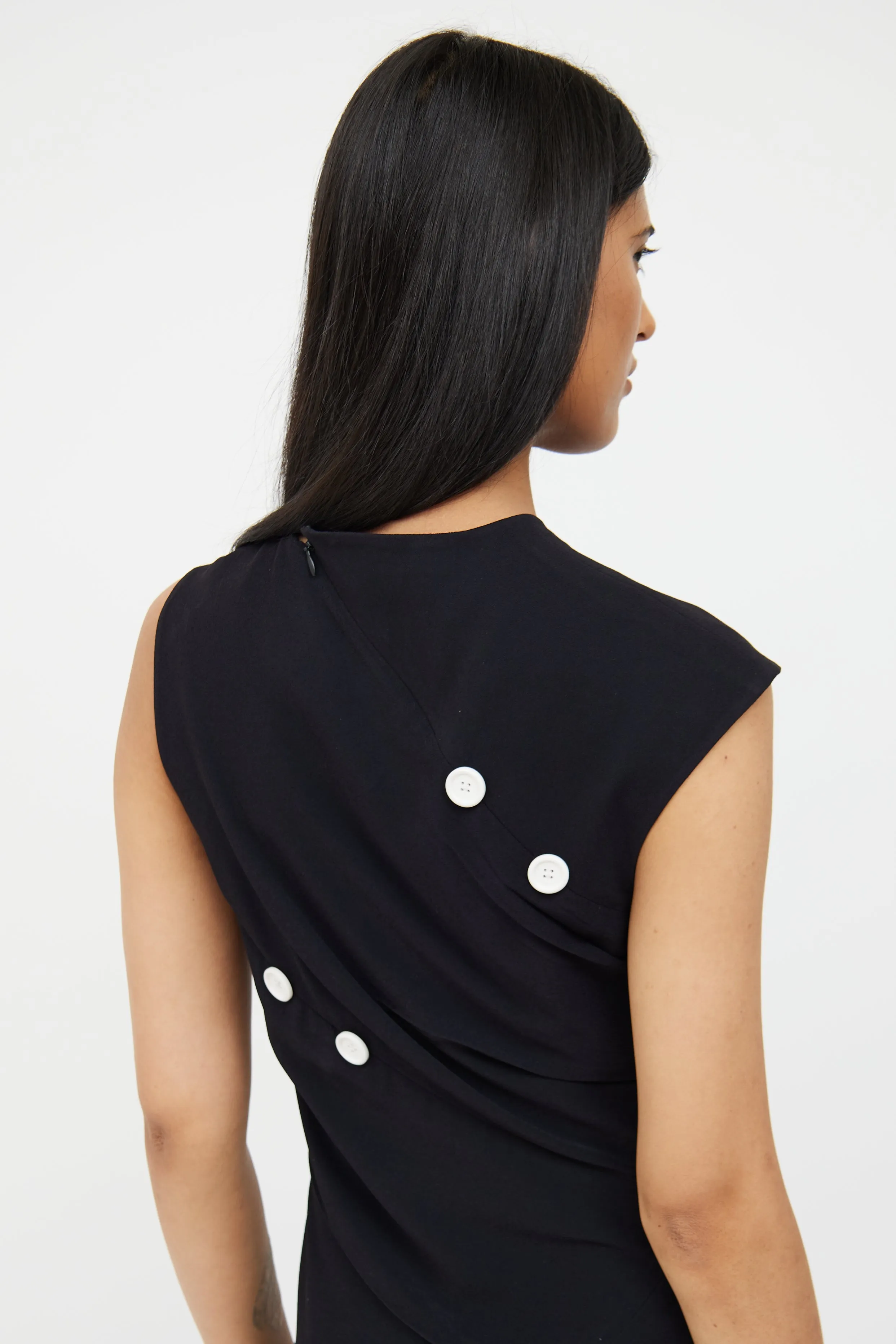 Asymmetrical Button Detail Dress