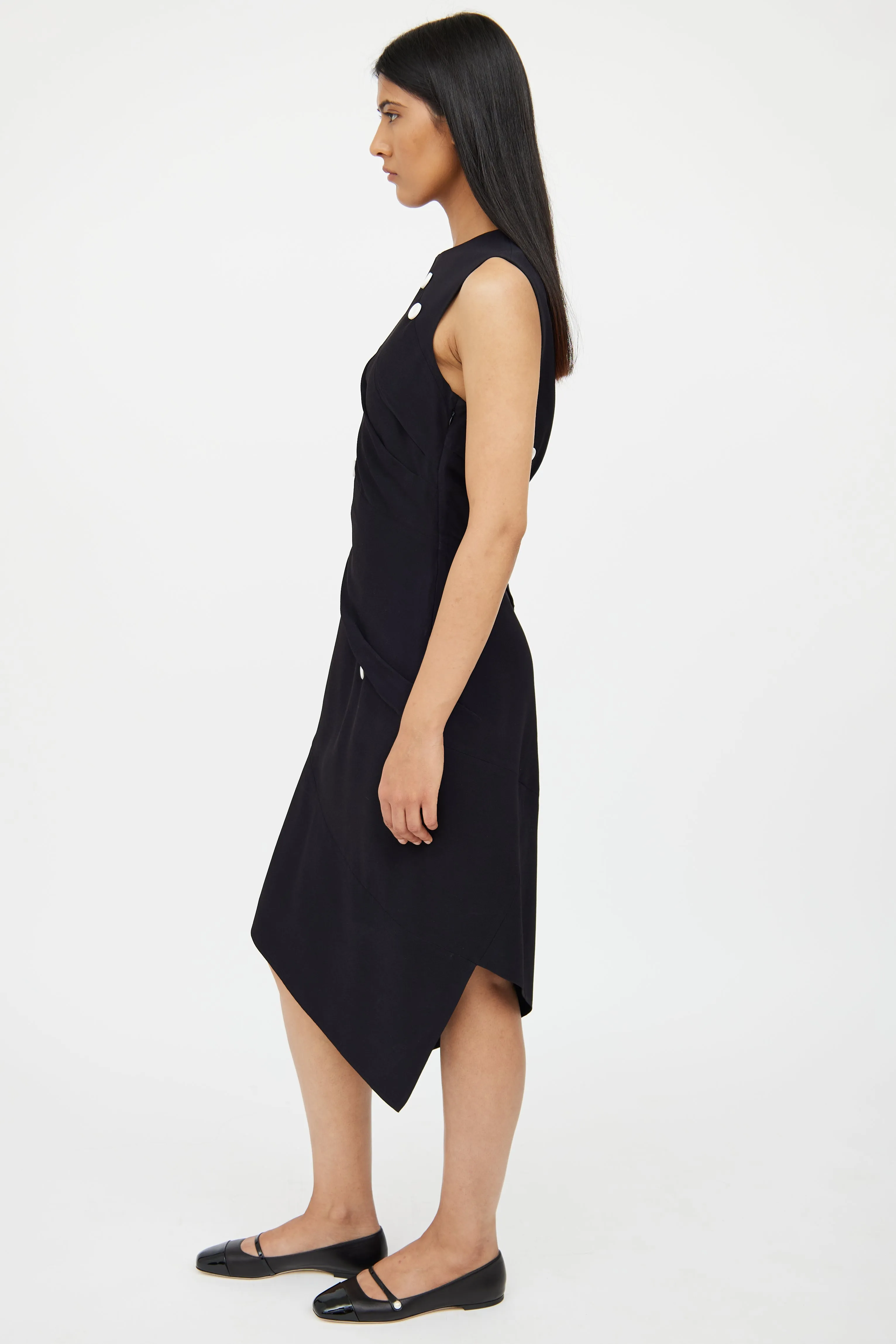 Asymmetrical Button Detail Dress