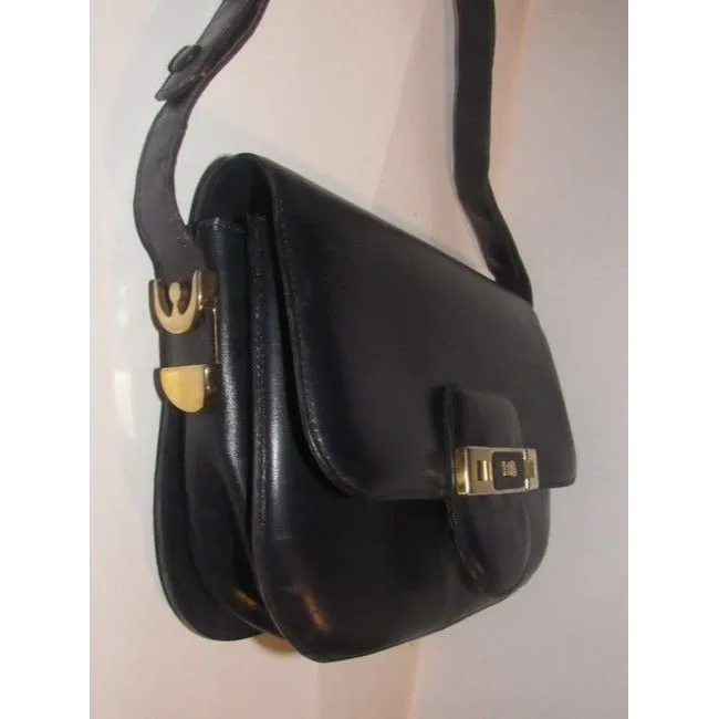 Bally Vintage Pursesdesigner Purses Navy Blue Leather Shoulder Bag