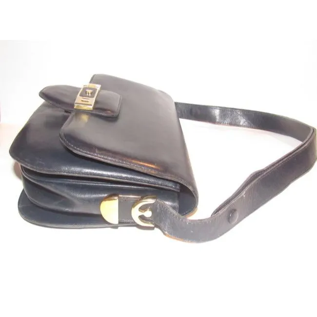 Bally Vintage Pursesdesigner Purses Navy Blue Leather Shoulder Bag