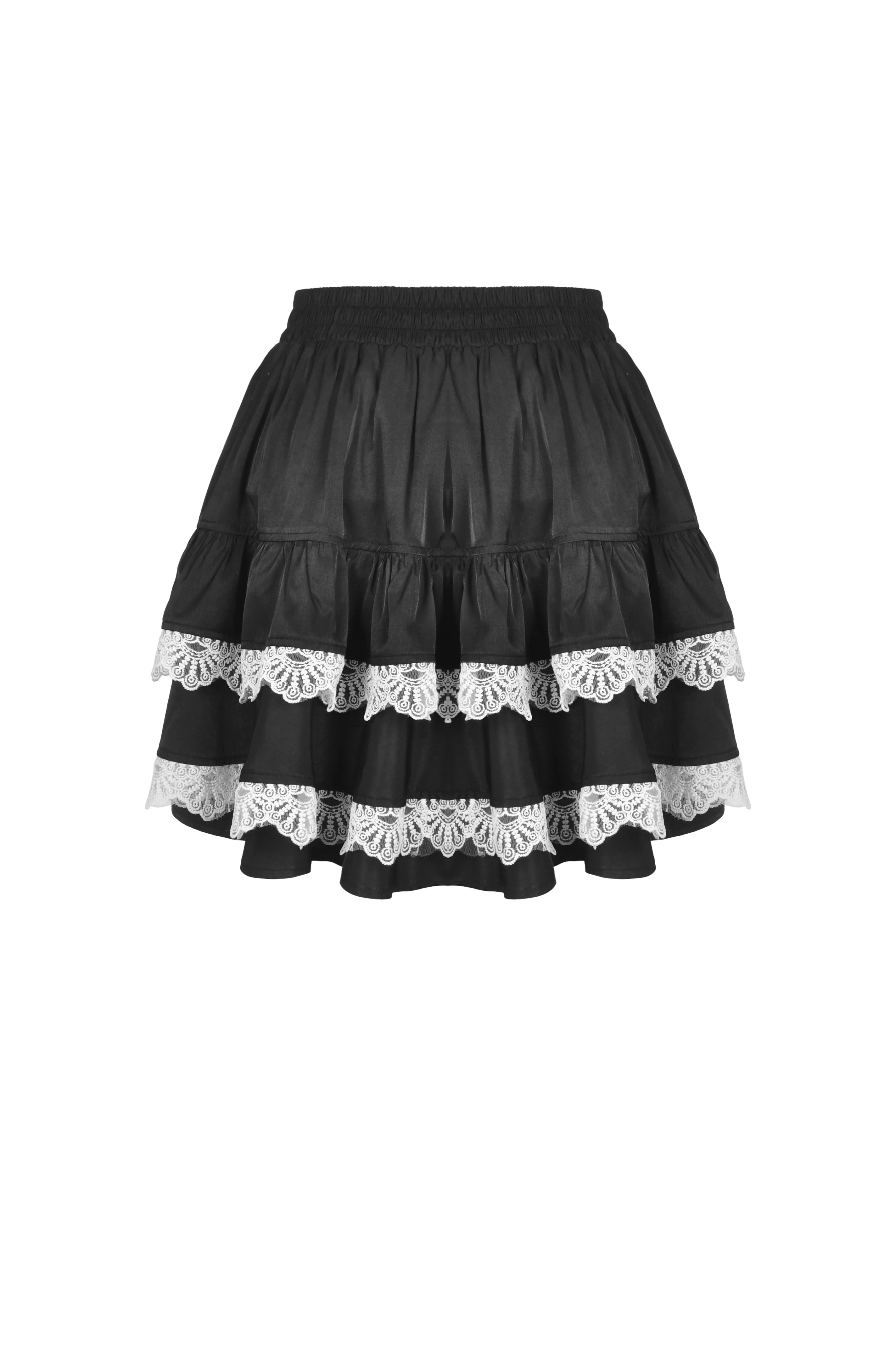 Black lolita white bow contrast mini skirt KW201