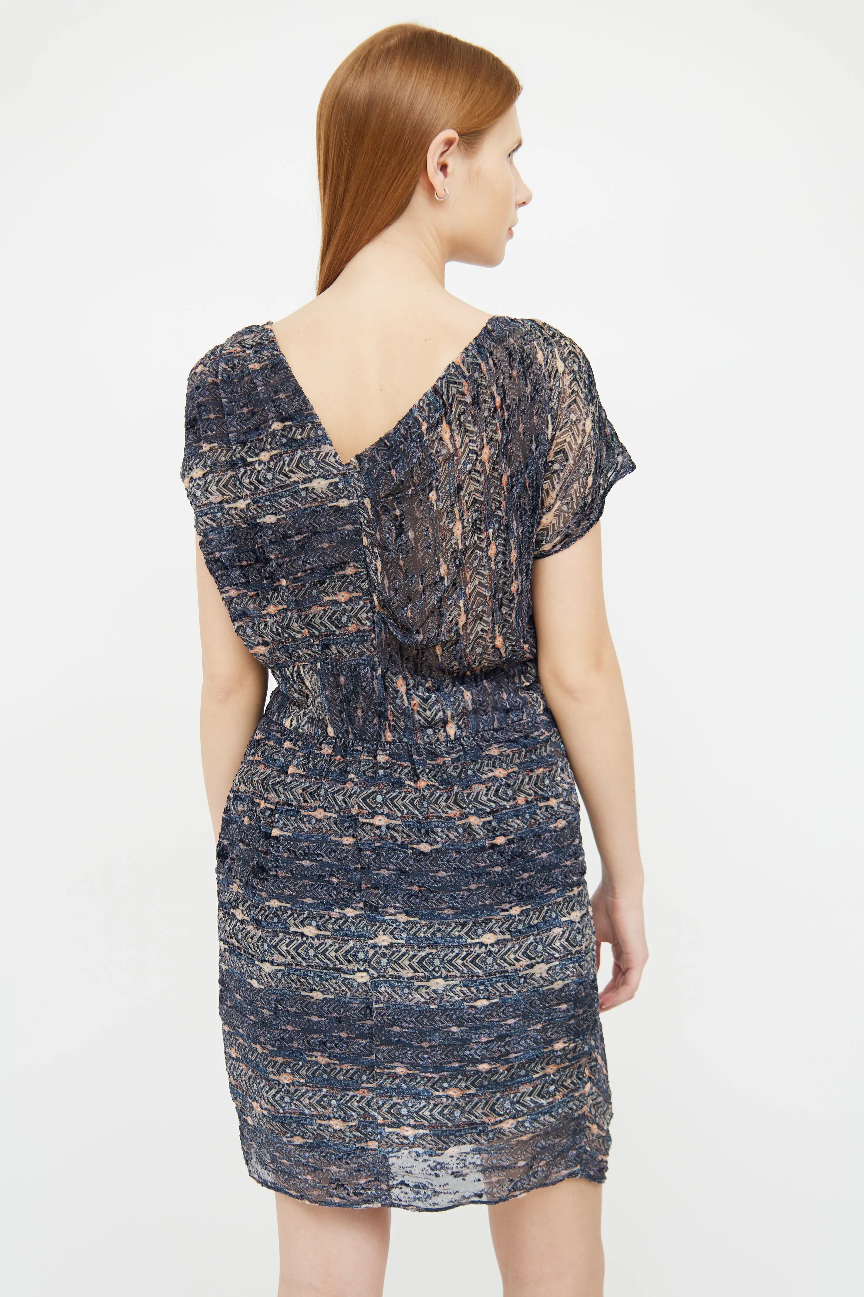 Blue & Multi Drape Dress