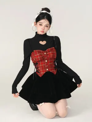 Check Side Lace-Up Skirt   Open Heart Knit