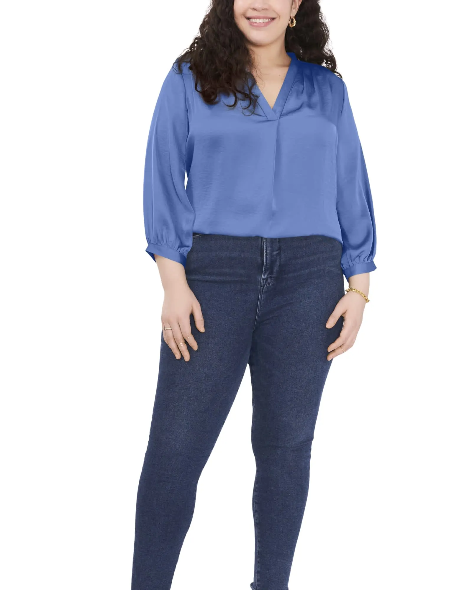 Everley V-Neck Blouse | BLUE JAY