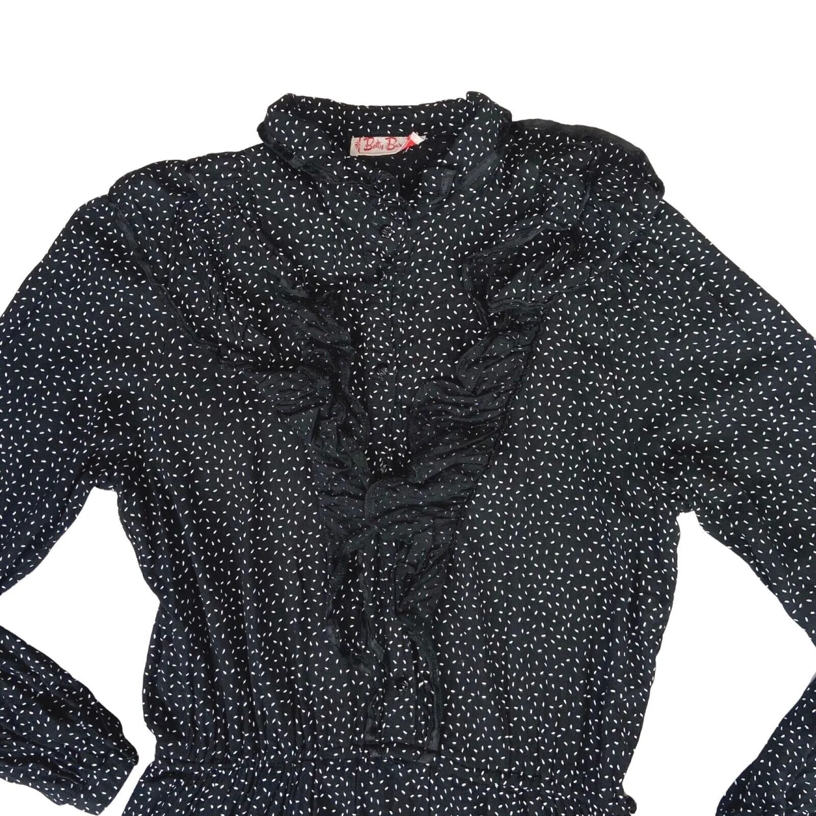 Vintage 80s 90s Black Polka Dot LongSleeve MidLength Betty Barclay Dress M 12/14