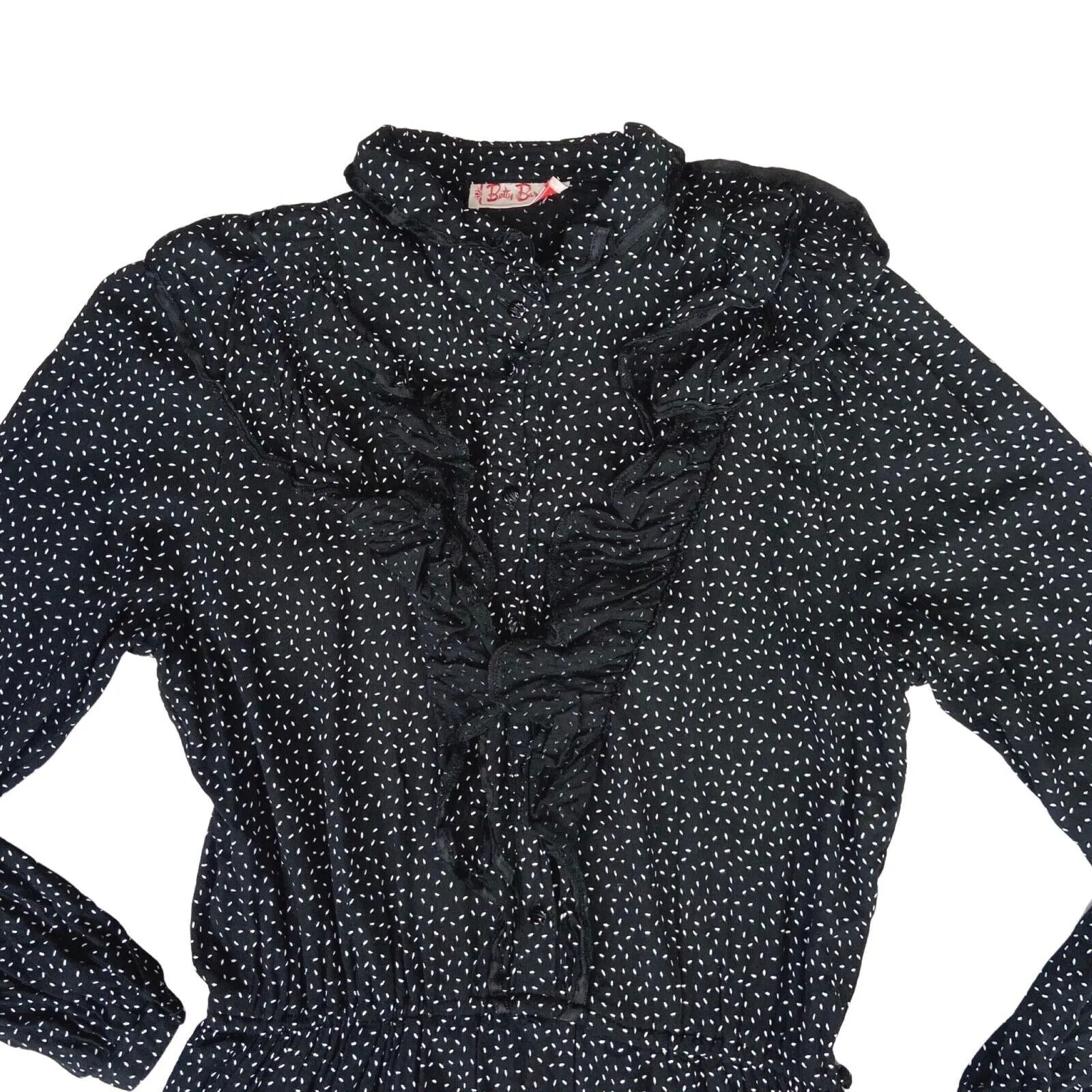 Vintage 80s 90s Black Polka Dot LongSleeve MidLength Betty Barclay Dress M 12/14